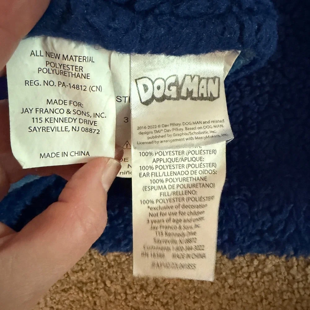 Dog Man Hooded Blanket Kids OS Blue Dav Pilkey Character Fleece Wearable Throw‎